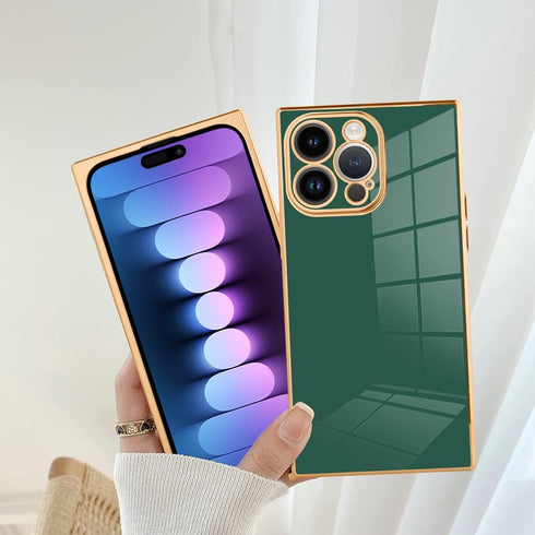 SAKUULO iPhone 13 Pro Case, Green Cute Gold Plating, Soft TPU Shockproof, Full Camera Protection Bumper Cover