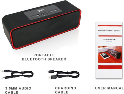 Portable Bluetooth Stereo Speaker with Dual Subwoofer, FM Radio, Handsfree Speakerphone for Smart Phone & Tablet
