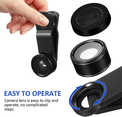 KALLORY 1Set Mobile Phone Lens Camera Lens Kit with Wide Angle Macro Fisheye and More Compatibility for Stunning