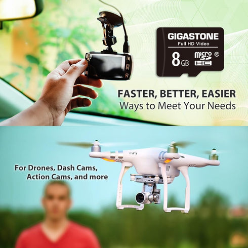 Gigastone 8GB Micro SD Card 10-Pack - Full HD Video for Surveillance, Action Camera, Drone, 85MB/s