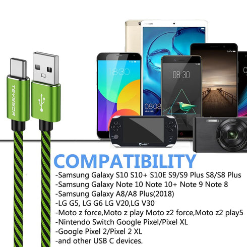 USB C Cable 6FT 4-Pack, Nylon Braided USB A to Type C Charger Cable, Fast Charging for Samsung Galaxy S24 S23 S22