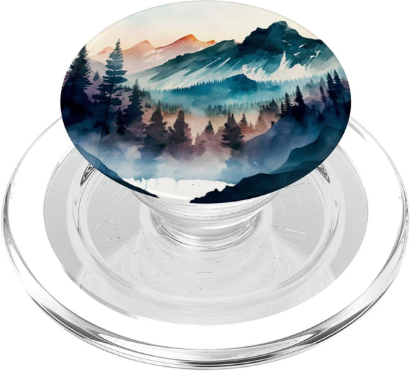 Watercolor Mountains Landscape PopSockets MagSafe PopGrip for iPhone