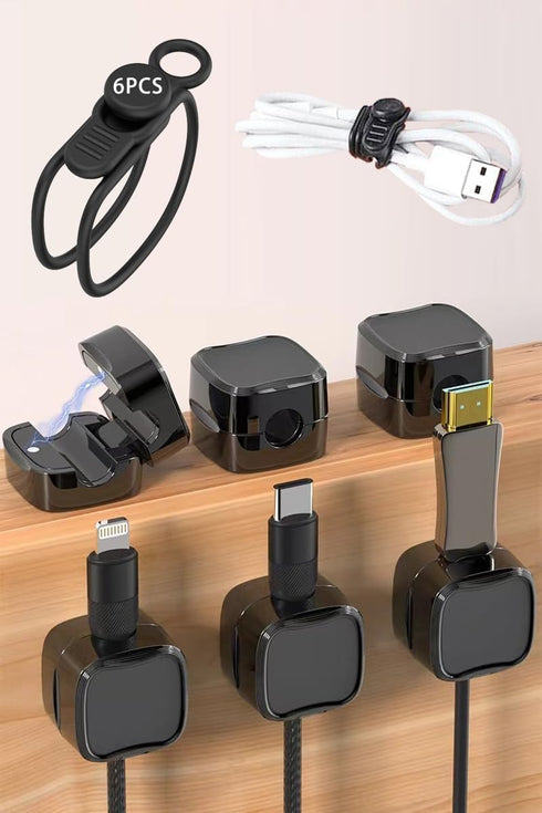 Befunu Under Desk Cable Management Set: 6Pcs Adhesive Magnetic Cable Clips & 6Pcs