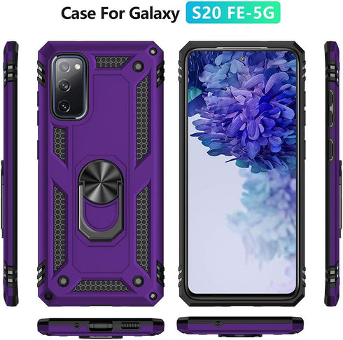 Samsung Galaxy S20 FE Case with Screen Protector - Military Grade 16ft Drop Tested Cover, Magnetic Kickstand, Purple