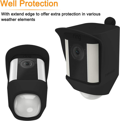 Fintie Black Silicone Case for Ring Spotlight Cam, Soft Weather Resistant Protective Skin Cover for Battery HD Security