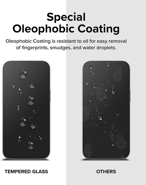 iPhone 15 Plus Screen Protector by Ringke: Shatterproof 9H Tempered Glass, Case Friendly, Easy Install with Tool.