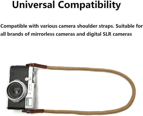 Generic Adjustable Rope Camera Neck Strap Braided Shoulder Strap with Secure O-Ring & Soft Leather Pad for DSLR