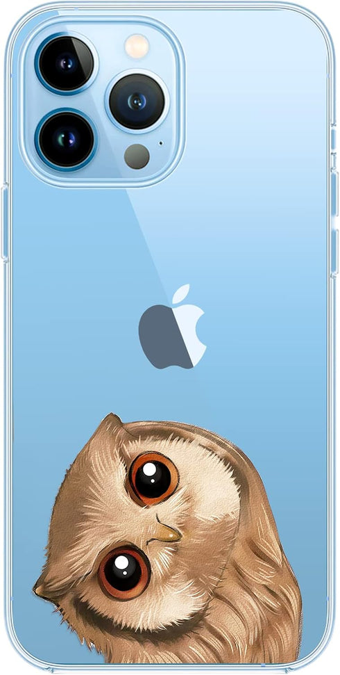 Blingy's for iPhone 13 Pro Case (6.1 inch), Fun Owl Pattern Bird Design Cute Cartoon Animal Style Transparent Soft TPU