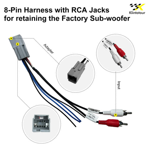 8Pin 2004-2018/Hyundai 2006-2008/Lincoln 2007-2014/Mercury 2006-2011, Radio Wiring Harness with Antenna Adapter and RCA