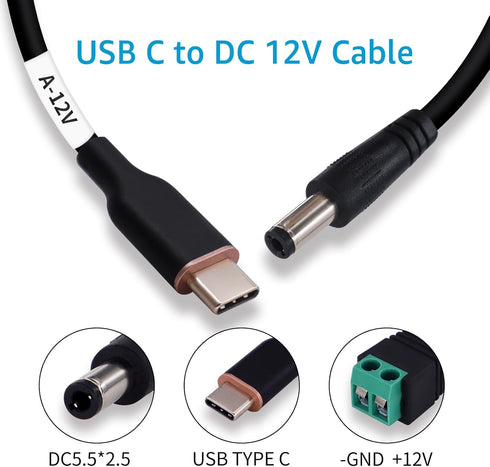 DSD TECH MagicConn SH-CP12A USB Type C PD to DC Power Cable-12V by DSD TECH