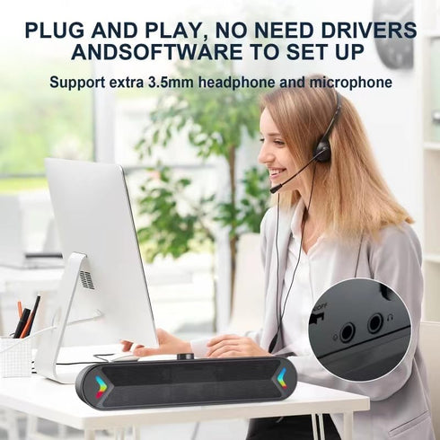 LENRUE Computer Speakers for Desktop, 10W PC Speakers for Desktop/Laptop/Tablet/Monitor, USB Soundbar