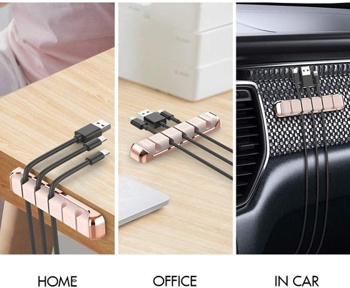 AHASTYLE 5 Slots Cable Organizer Holder, Desktop Cord Clips for USB Cable, Power Cord, Home Office (Pink)
