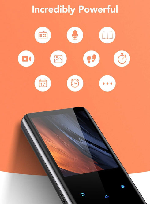 AGPTEK 64GB MP3 5.3, A19PL 2.4" 128GB, Player with Bluetooth Curved Screen Portable Music Player with Speaker Lossless