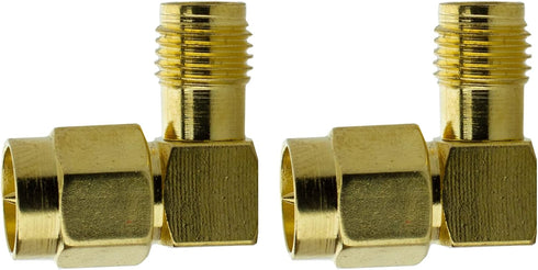 Right Angle Coax Connector, Male to Female Adapter for 90 Degree Coaxial Connection, 2 Pack