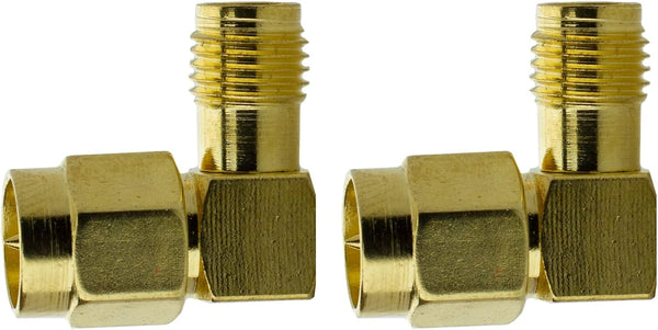 Right Angle Coax Connector, Male to Female Adapter for 90 Degree Coaxial Connection, 2 Pack