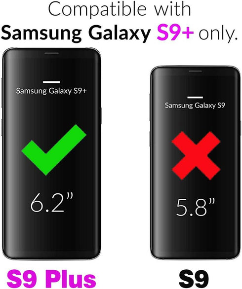 Asuwish Samsung Galaxy S9 Plus Phone Case with Tempered Glass Screen Protector, Hybrid Protective Cover with Ring