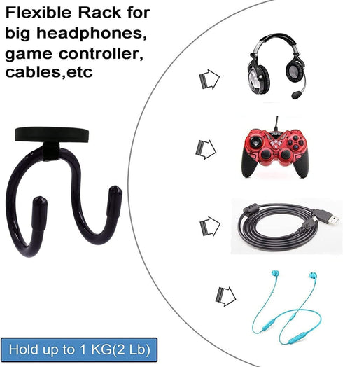 Adjustable Magnetic Headset Holder (up to 1 kg/2 lbs) - Perfect for Gaming & Computer Headphones - No Headsets Included.