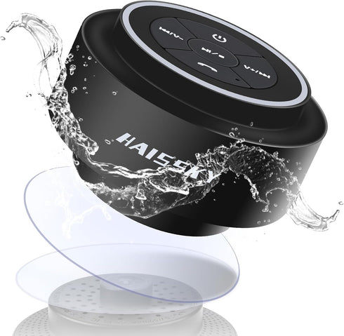 Shower Speaker Bluetooth Waterproof, Portable IP67 Wireless Speaker for Pool, Floating Bathroom Speaker with Suction
