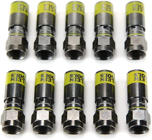 Klein Tools VDV812-606 F-Connector, Professional Grade Male Universal Compression Connectors for RG6/6Q, 10-Pack