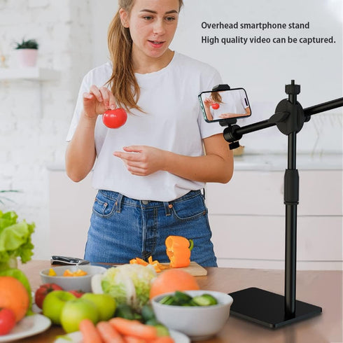 HVAYING Overhead Phone and Camera Mount Stand for YouTube Live Video Cooking Makeup and Crafts - Compatible with iPhone