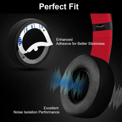 ELZO Premium Leatherette Replacement Ear Pads for Beats Solo 2 & Solo 3 Wireless Bluetooth Headphones