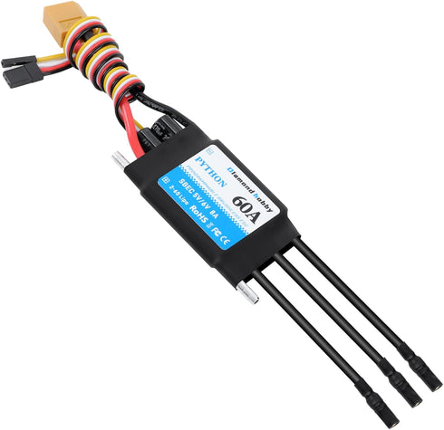 60A 2-6S 5V/6V 8A XT60 3.5mm DH Waterproof Brushless ESC Electronic Speed Controller with BEC and Banana Head Connector