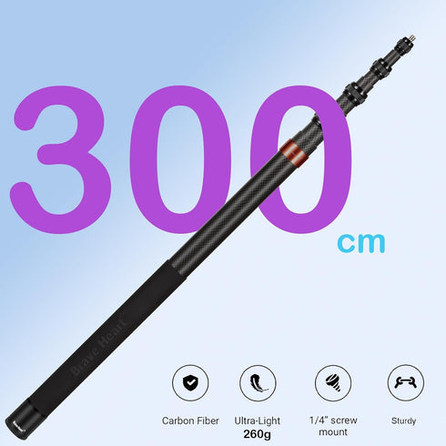 brave heart 118"/3m, 9.8ft Insta360 X5 X4 X3 X2, 3S 3 2 360 (17 118") Extended Super Long Invisible Carbon Fiber Selfie