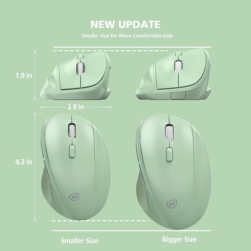 Ergonomic Wireless Mouse with USB Receiver - for PC Computer, Laptop and Desktop, Ergo Vertical Mouse with Silent