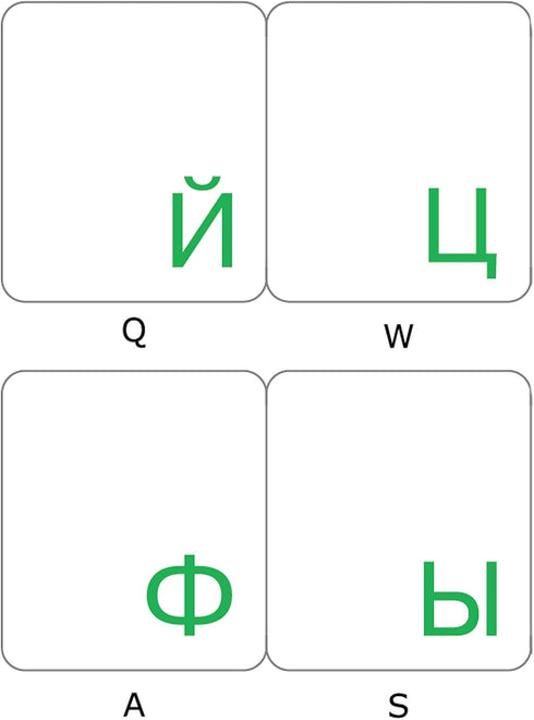 Green Letters Russian Transparent Keyboard Sticker for Computer Laptop