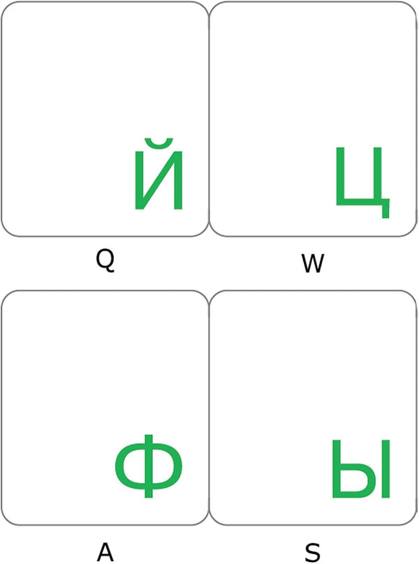 Green Letters Russian Transparent Keyboard Sticker for Computer Laptop