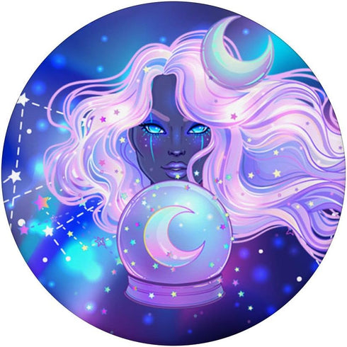 Pastel Goth Witchy Crystal Ball Moon Celestial Stars Bruja PopSockets PopGrip: Swappable Grip for Phones