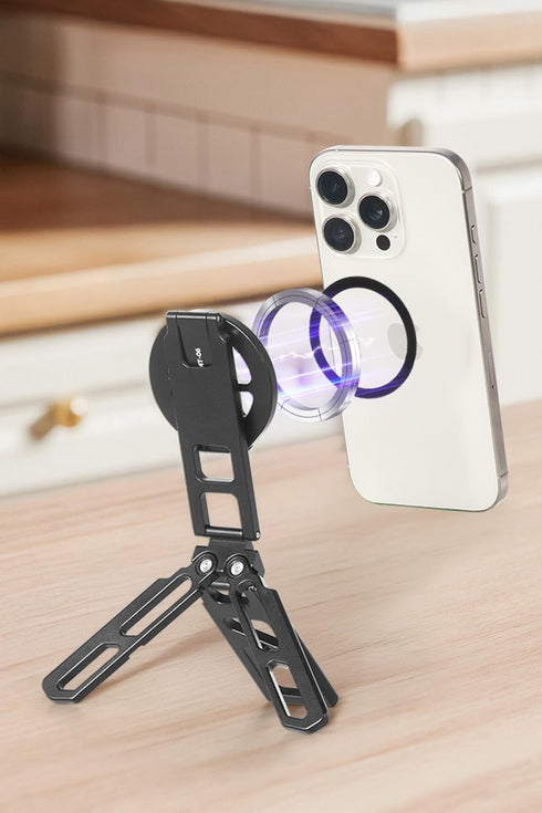 FANAUE 360 Magnetic Tripod Mount - Adjustable Aluminum Stand, Portable Foldable Design, Strong Magnetic Compatible