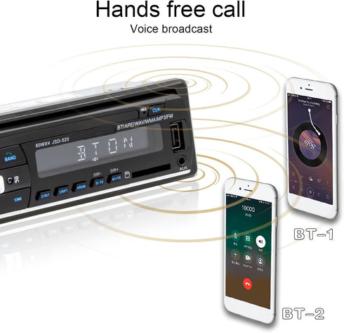 Bluetooth Car Radio Autoradio, Voice Control Audio Player, Dual Connection Handsfree USB2.0 CD Stereo Receiver with LED