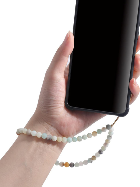 Semi-Precious Gem Stones Beaded Phone Charm, Handmade Natural Gemstone Lanyard Wrist Strap