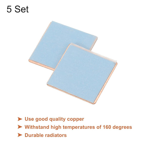 MECCANIXITY Heatsink Copper Sheet Shim, 0.3mm Thickness 20 x 20mm Pads with Thermal Conductive Adhesive Tape, 5 Set