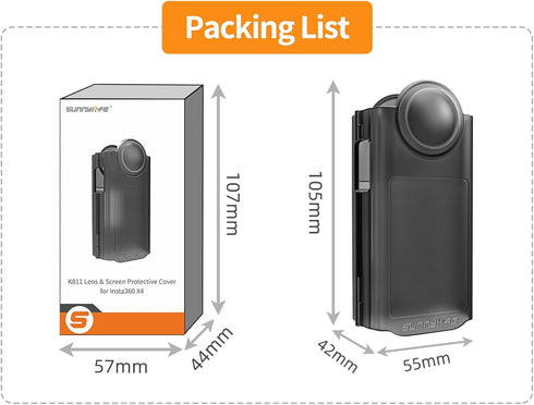 Protective Case for Insta360 X4 Lens and Screen Cover, Compatible with Insta360 X4 Camera Accessories