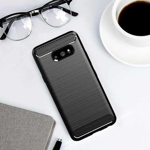 Osophter Shock-Absorption Flexible TPU Rubber Case for LG G8X Thinq/V50S Thinq, Full-Body Protective Cover - Black