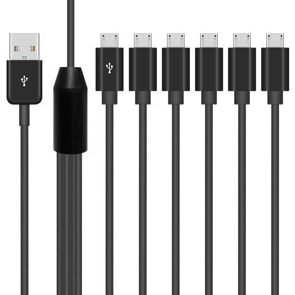 Poyiccot 6 in 1 Micro USB Splitter Cable, USB 2.0 Type A Male to 6 Micro USB Male Adapter for Cell Phones, 1.5ft
