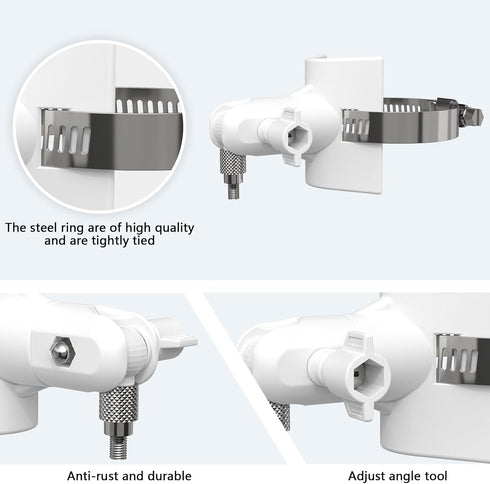 Pole Mount Bracket for Pan Tilt Camera - Multifunctional Winding Installation (1 Pack, White)