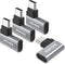 AGVEE 4 Pack USB-C Male to USB-C Female Adapter, 90 Degree Right Angled Type-C 3.2 Gen 2 Converter, Gray