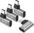 AGVEE 4 Pack USB-C Male to USB-C Female Adapter, 90 Degree Right Angled Type-C 3.2 Gen 2 Converter, Gray