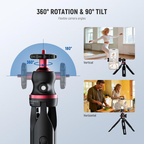 NEEWER 360 GM-2G Entry Level Version Mini Tripod for Camera, Small Desk Portable DSLR Webcam Cell Phone Mount Holder