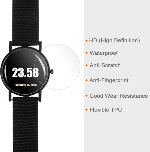 5pcs Watch Glass Screen Protectors 40mm HD High Definition Anti-Scratch Waterproof TPU Universal Round Smartwatch Screen Protective Film Protector (for Flat Screen)