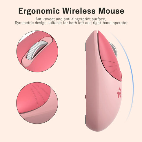 MOFII 2.4GHz Wireless Compact Silent Mouse with Cute Cat Designs, Plug and Play Wireless Opatical Mouse with USB Nano