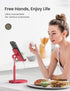 LISEN Cell Phone Stand, Angle Height Adjustable Stable Holder for Desk, Sturdy Aluminum Metal Phone Holder - Red