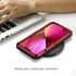Lanhiem Metal Case for iPhone 13, Heavy Duty Shockproof Rugged Cover with Built-in Glass Screen Protector, Red