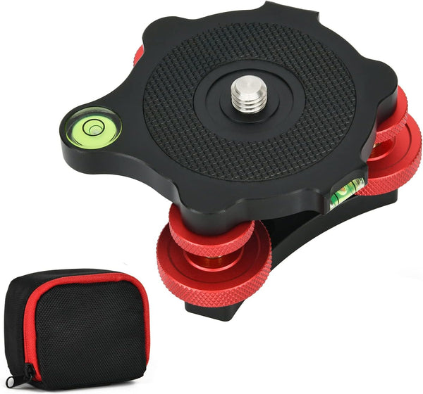 Ytvariw Camera Photography Tripod Leveler Tri-Wheel Leveling Base,Aluminum Alloy Bubble Level and 3/8