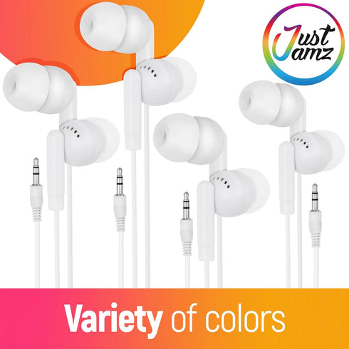 Earbuds 30 Pack | Bulk Basic Earbuds, Pearl White in-Ear Earbuds, Disposable Earphones, Affordable Headphones, 3.5 MM