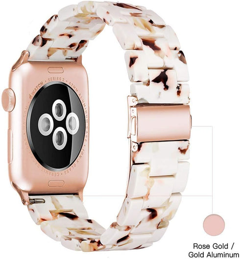 Light Apple Watch Band - Fashion Resin for Apple Watch Series 8, 7, SE, 6, 5, 4, 3, 2, Nougat White