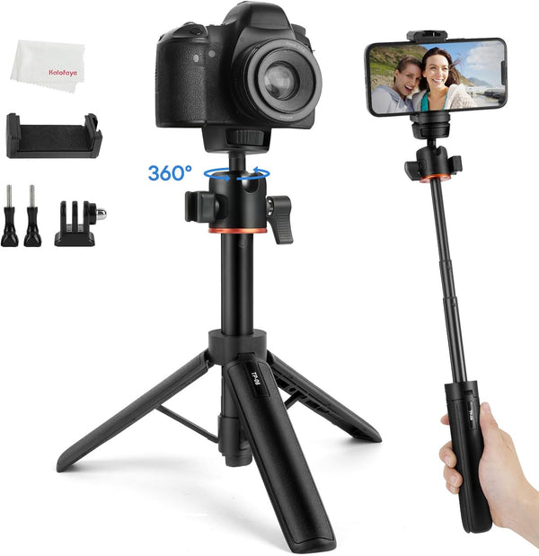 Mini Desktop Aluminum Tripod Stand with Cold Shoe, 360° Ball Head for iPhone, Android, Canon, Sony